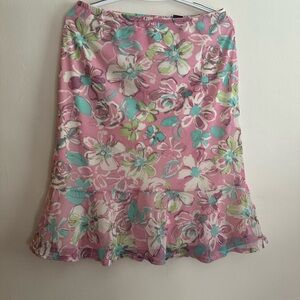 New York & Company Pink Floral A-Line Skirt